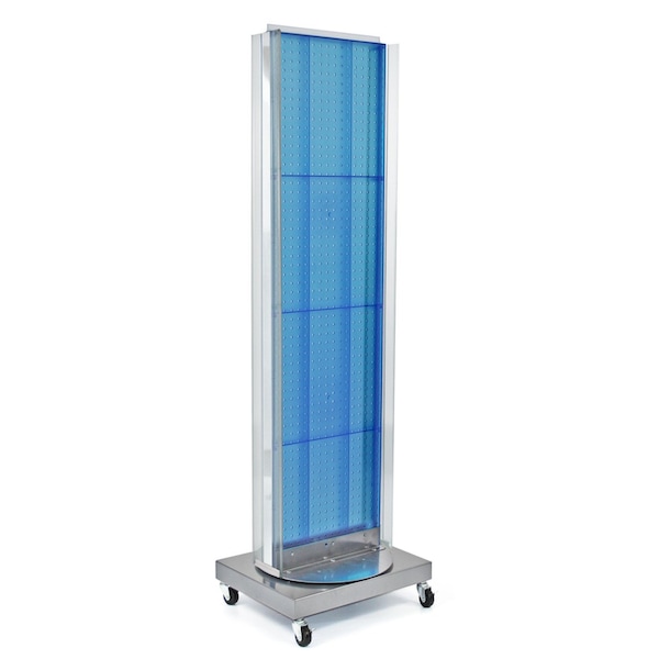 Two-Sided Pegboard Floor Display w/ Two C-Channel Sides on a Revolving Wheeled Base.